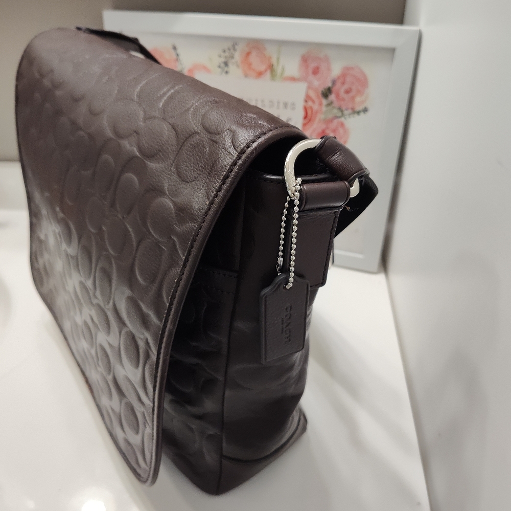 🤎EUC Coach Signature Monogram Logo Adjustable Crossbody Messenger Bag, Chocolat - Picture 11 of 16